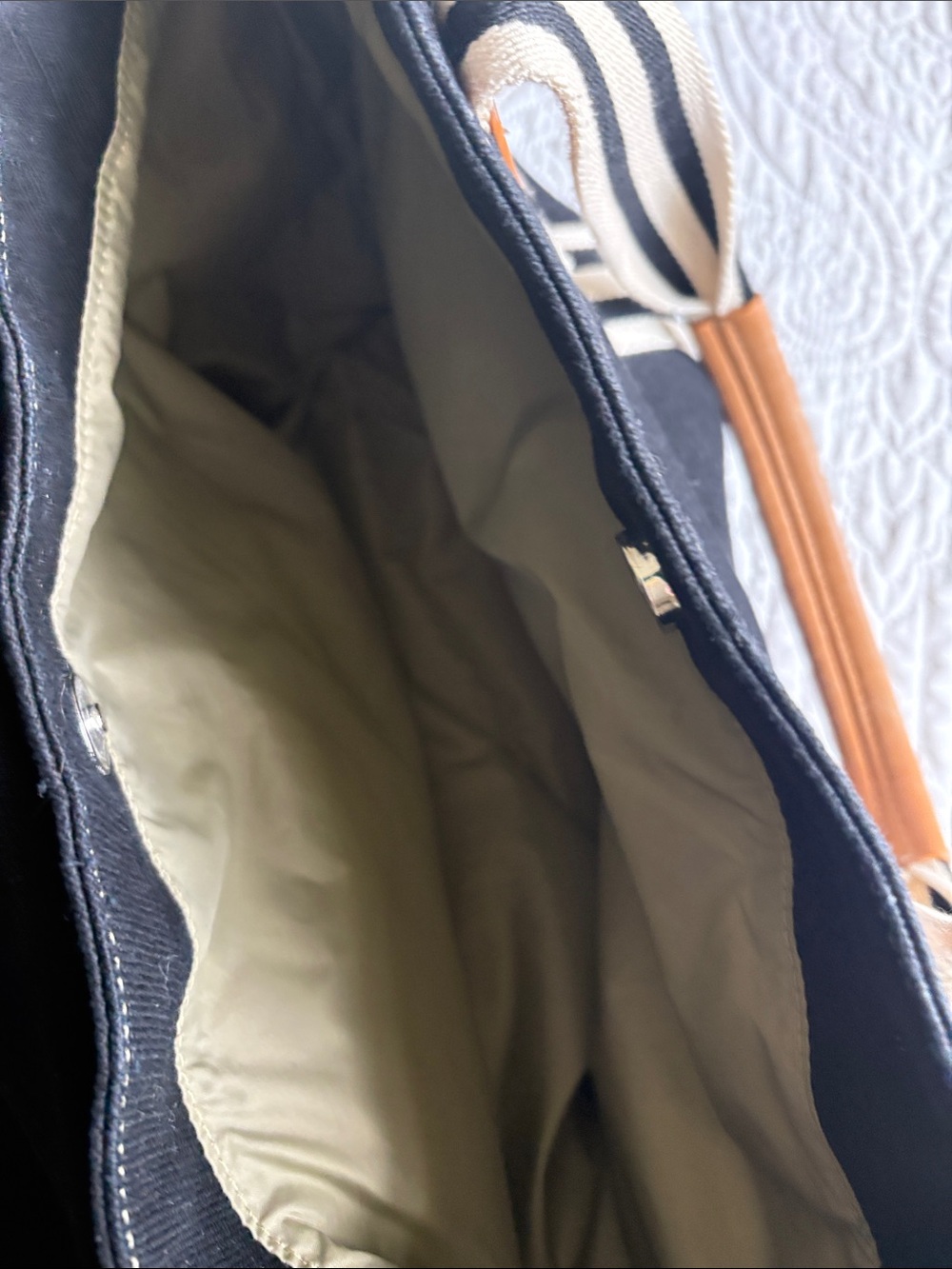 Classic Black Canvas and Tan Leather Travel Tote - Picture 8 of 16